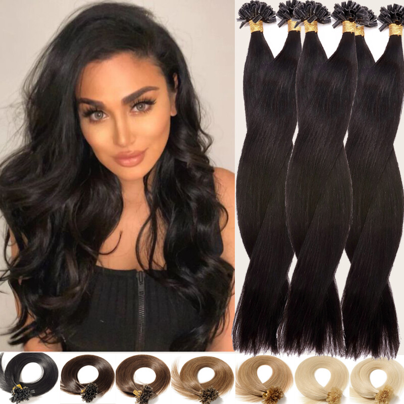 Pre Bonded Russian Nail U Tip 200S Thick Keratin Remy Human Hair Extensions 150G