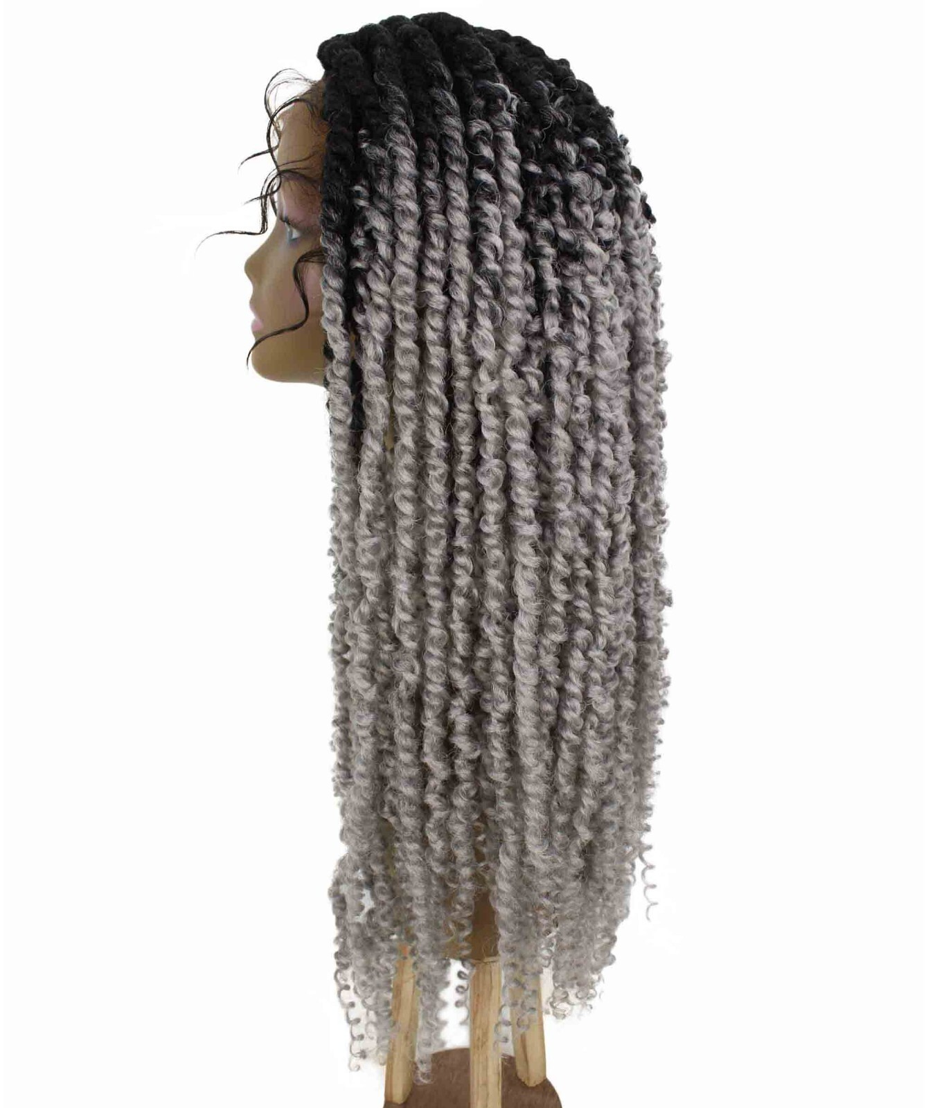 LUXLUXE Esosa Curly Esosa 31 in Long Esosa 4X4 Hand Tied Lace Braid Braided Wig