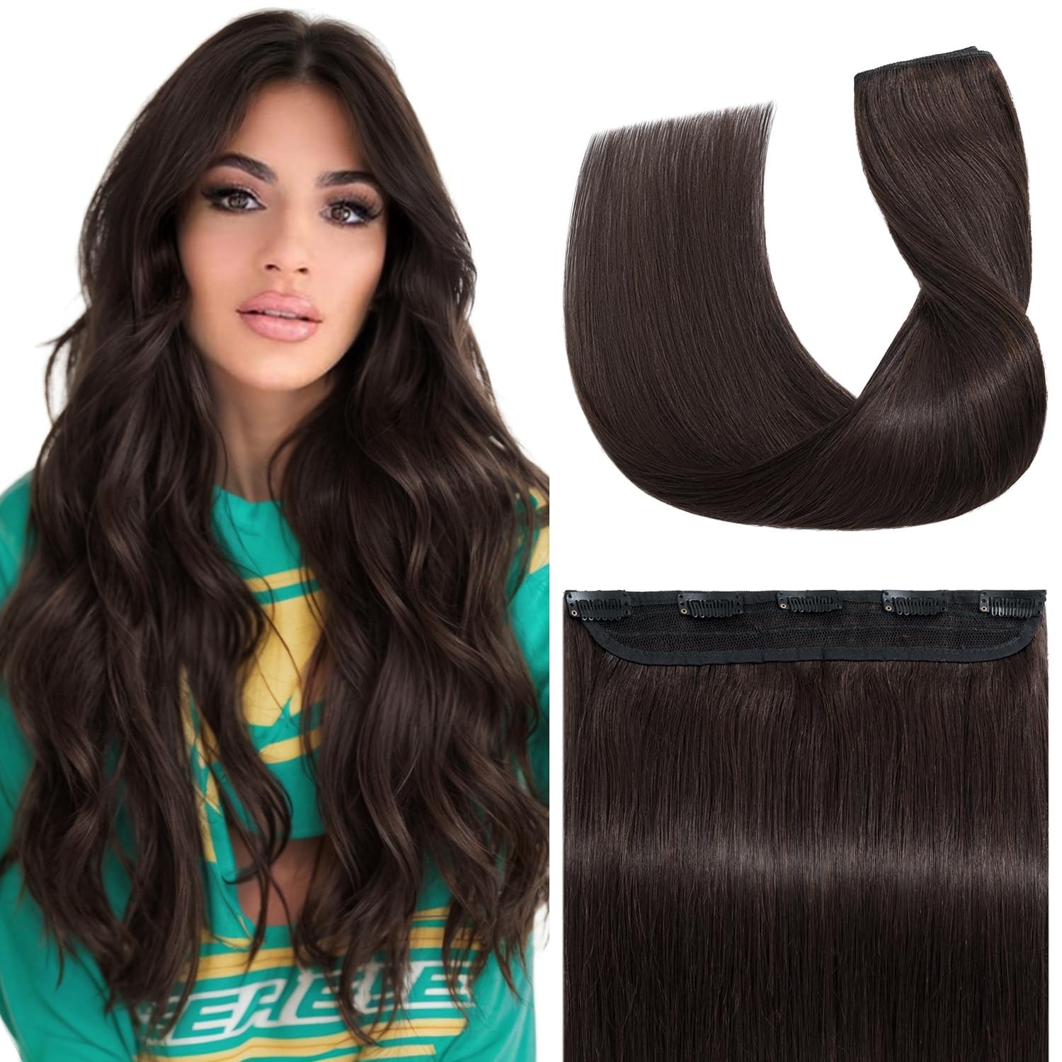 12 Inch Clip-In Human Hair Extensions – 5 Clips, 40g Volume, Dark Brown, Remy Qu