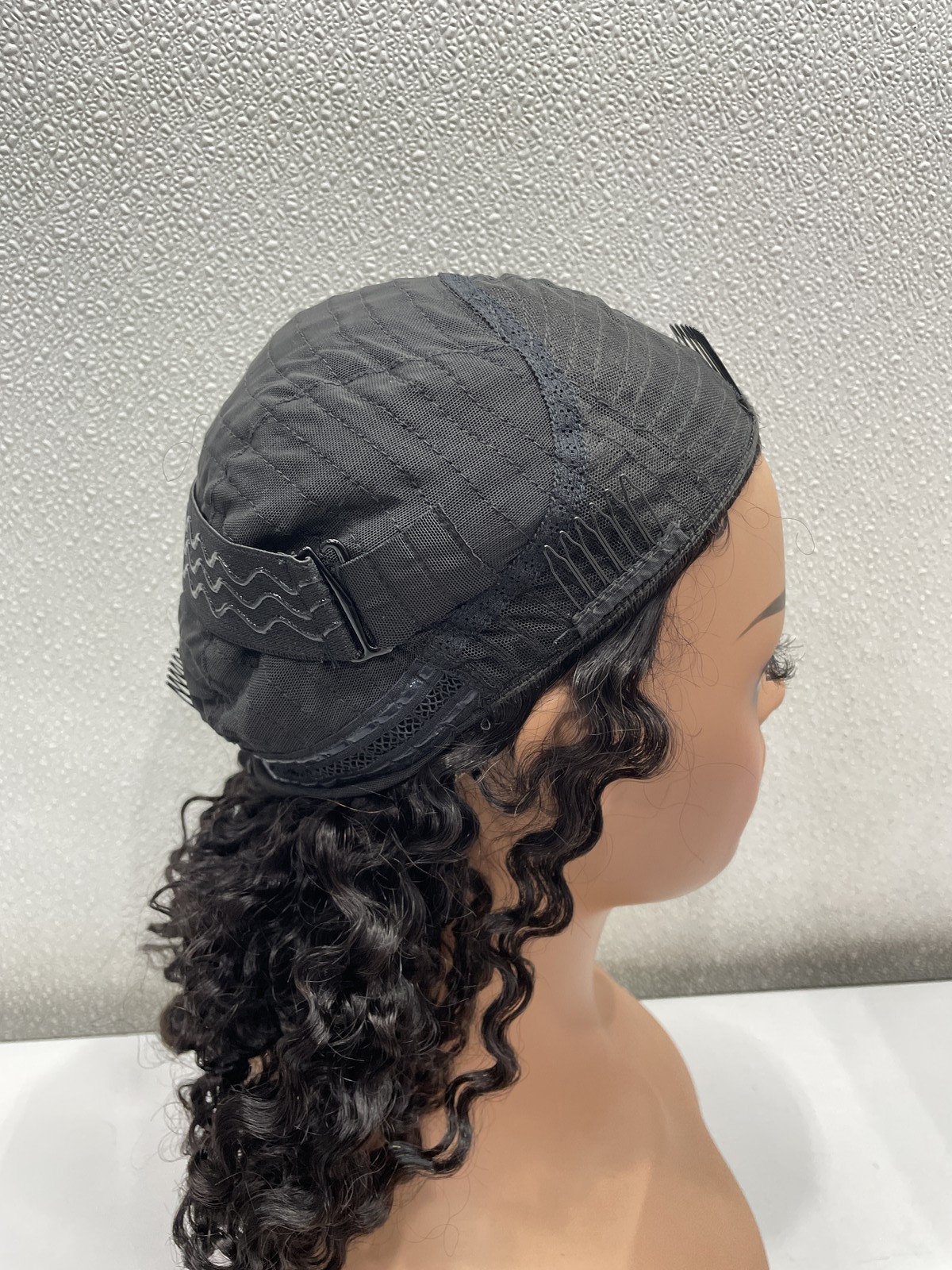 Lemoda Natural Black Burmese Curly Human Hair Glueless Half Wig, 22″