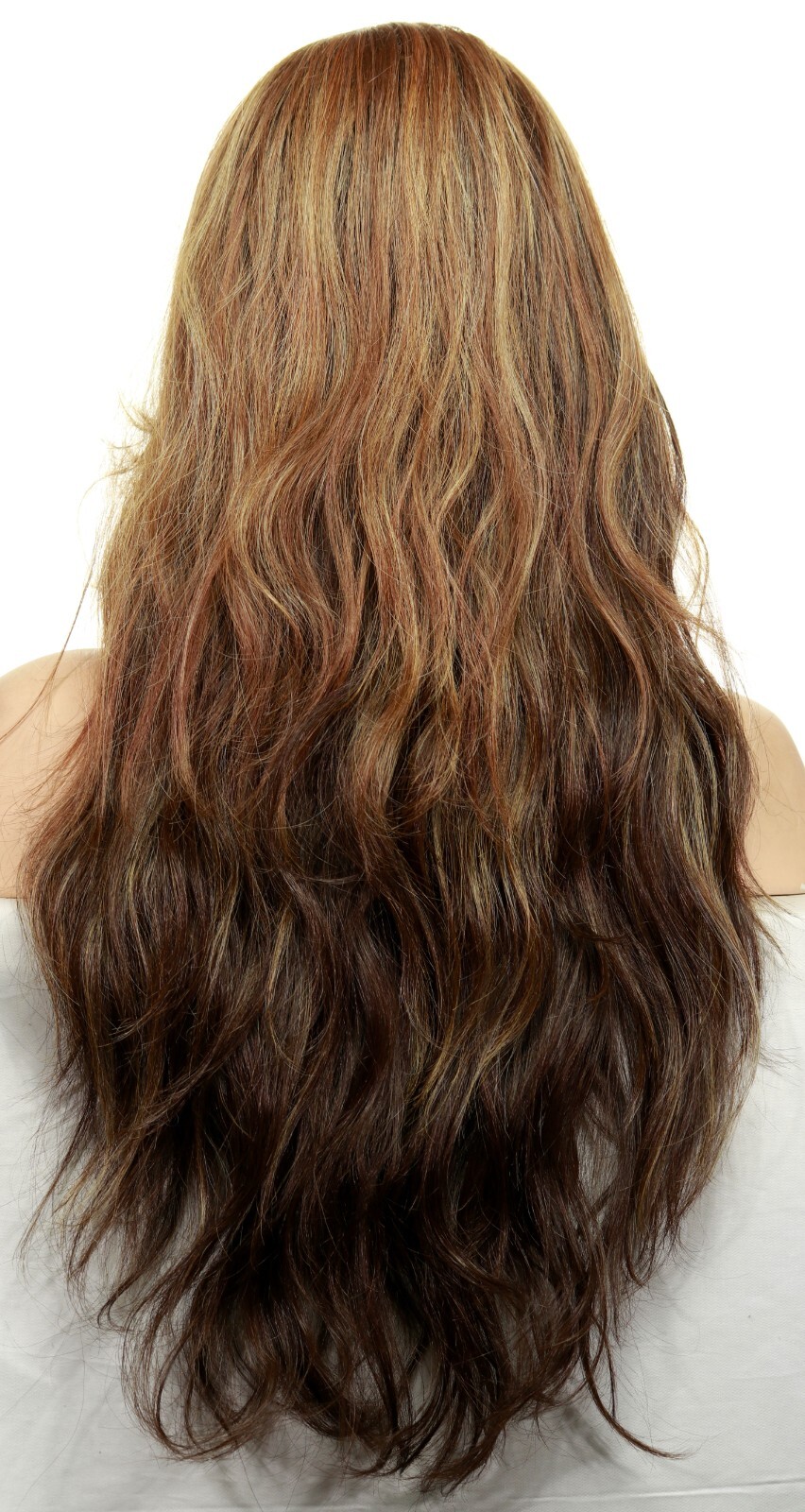 LONG SLIGHTLY WAVY WIG HEAT SAFE SKIN TOP CLR D8/12BS GORGEOUS STRIKING 328