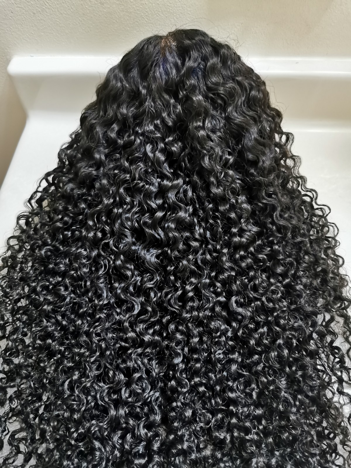 High Quality Natural Black Kinky Curly Human Hair Glueless Lace Closure Wig 24″