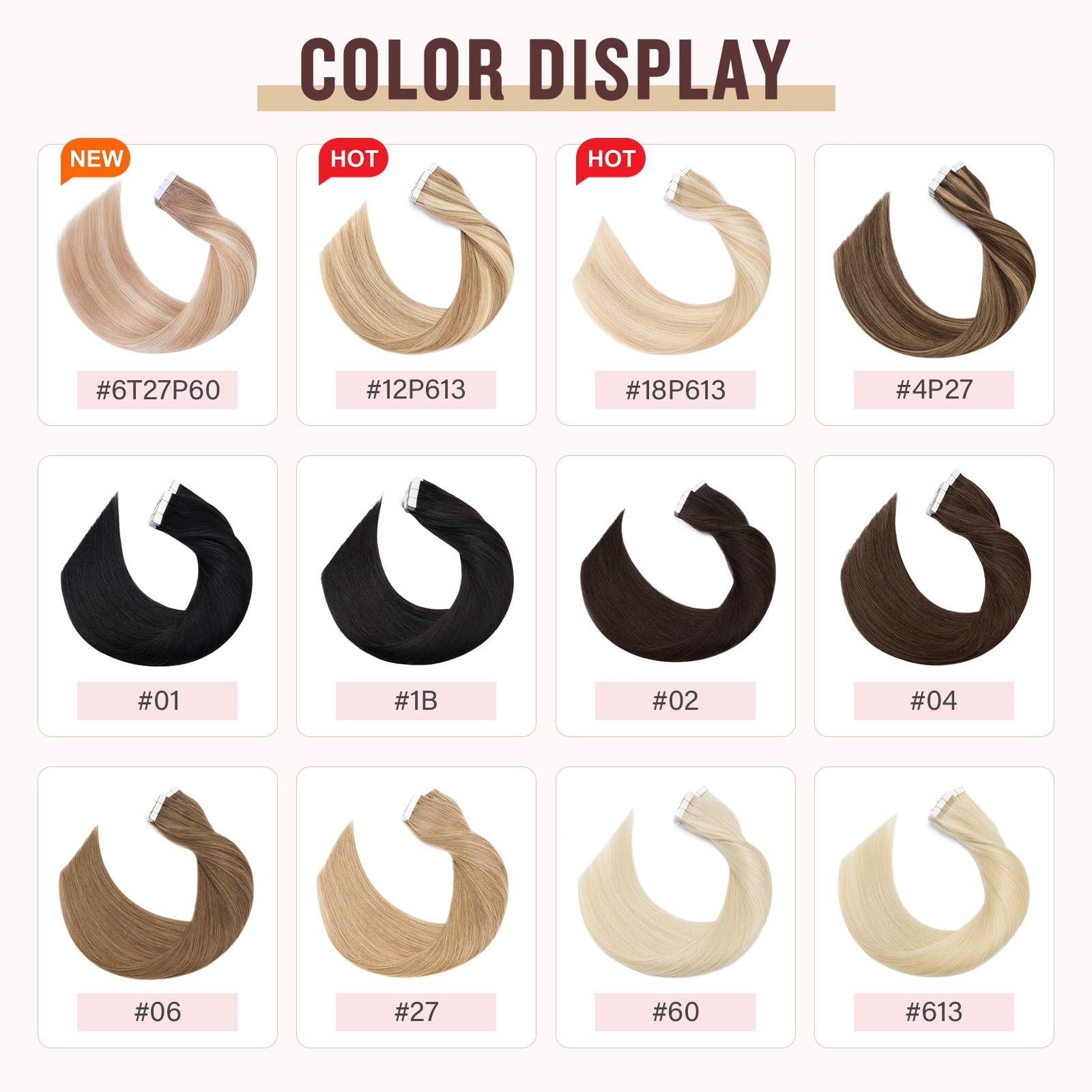 Hairro Remy Tape In Human Hair Extensions 24 Inch 20Pcs 50G Blondish Brown Long