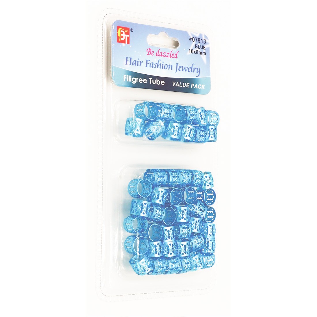 Hair Braid Tube Blue 10mm x 8mm 50PK|24 Packs