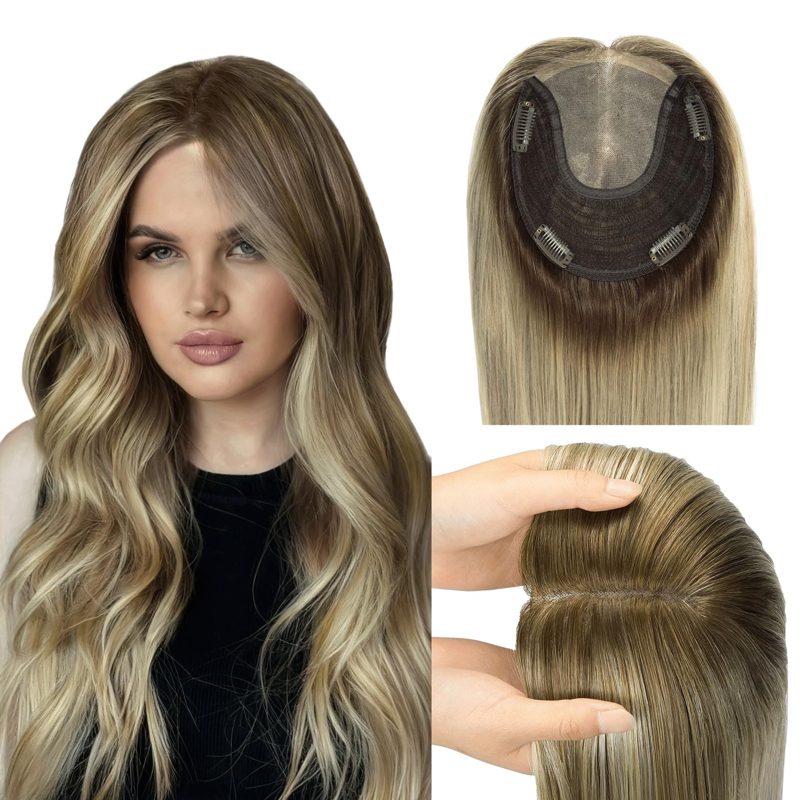 Worldstar Toppers For Women Real Human 3/8/22 Balayage Dark Brown Ombre Light