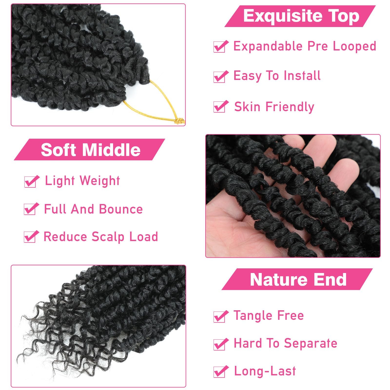 Passion Twist Crochet Hair 10 Inch – 9 Pack Pre-Twisted Boho Braids