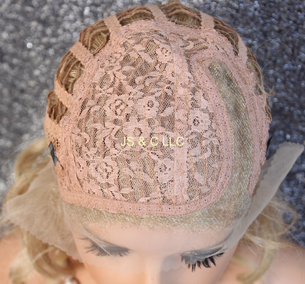 Human Hair Blend Full Lace Front Wig Heat OK Beach wavy Blonde mix T27-613 WEZ