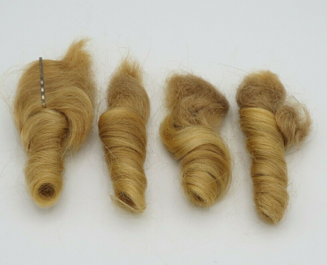 REAL CUT VIRGIN HUMAN HAIR – DIRTY BLONDE SPIRAL CURLS – SET OF 4 (4″ long)