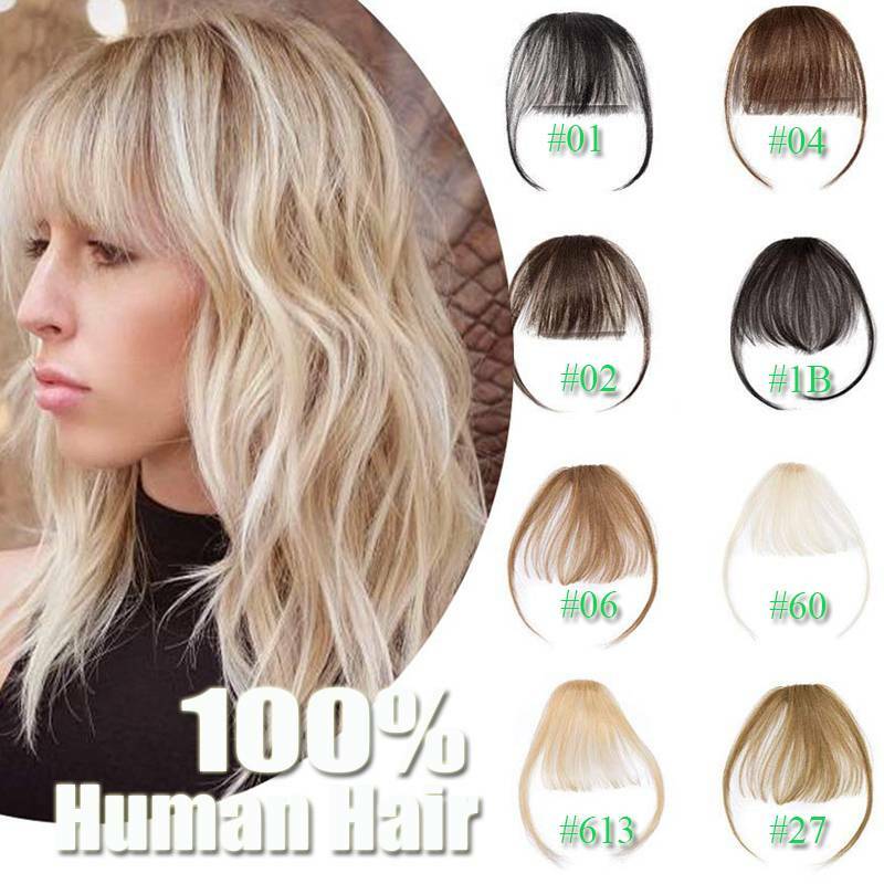 Clip in 100% Remy Human Hair Thin Air Neat Bangs Topper Piece Fringe Hairpiece U