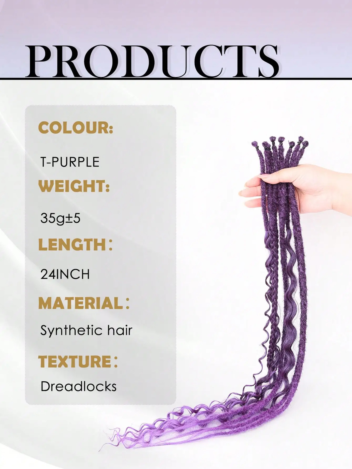 Women 3 In 1 Mixed Hippie Dreadlocs Braids 24 Inch 8 Strands Hair Extensions