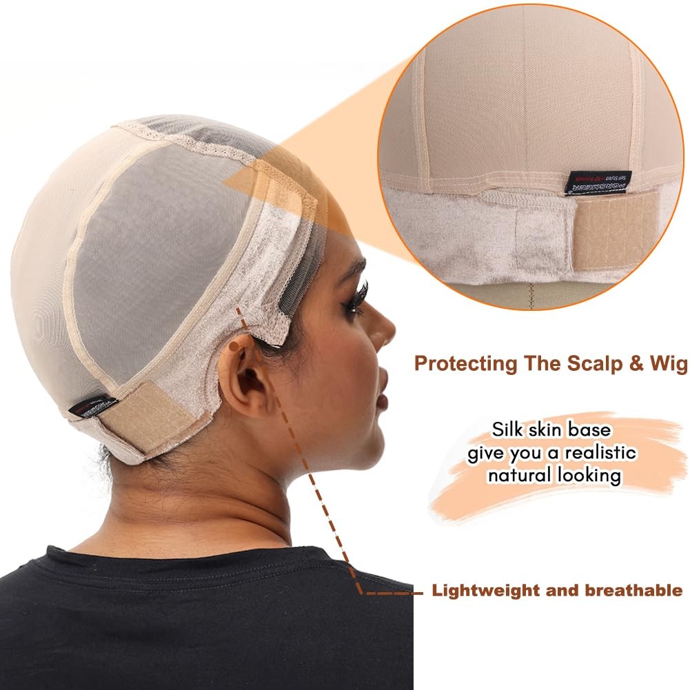PORSMEER Wig Cap with Grip Band for Keeping Wigs in Place, More Full Nude