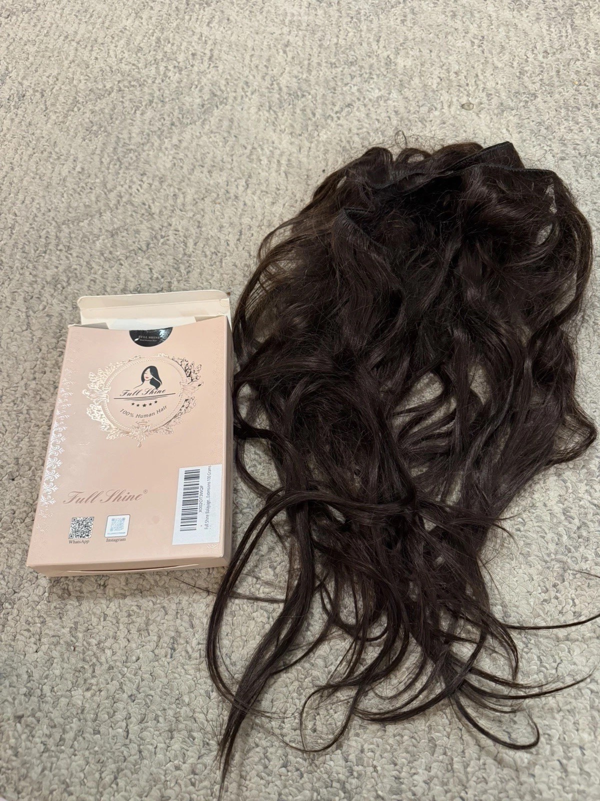 Full Shine 100% Human Hair Sew In Extensions Dark Brown Wavy 20” 100g