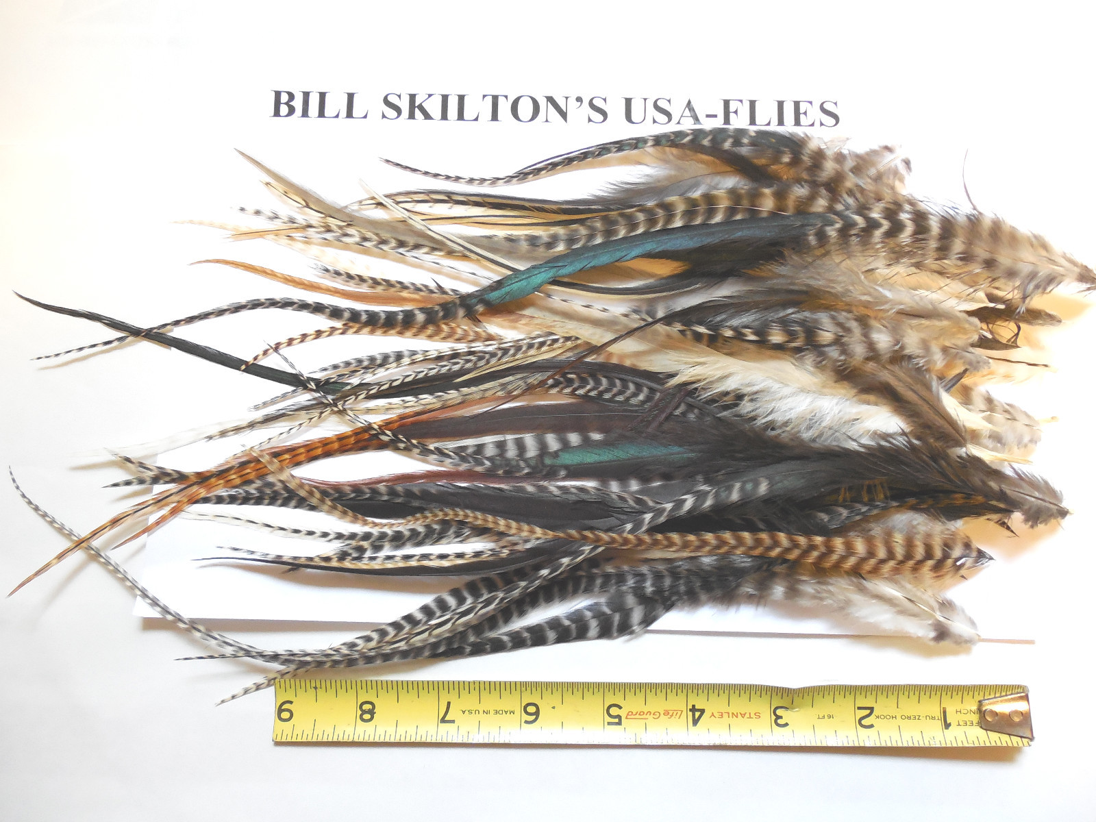 25 5-10″ NAT MIX WHITING GRIZZLY CREE ROOSTER SADDLE FEATHER HAIR EXTENSIONS