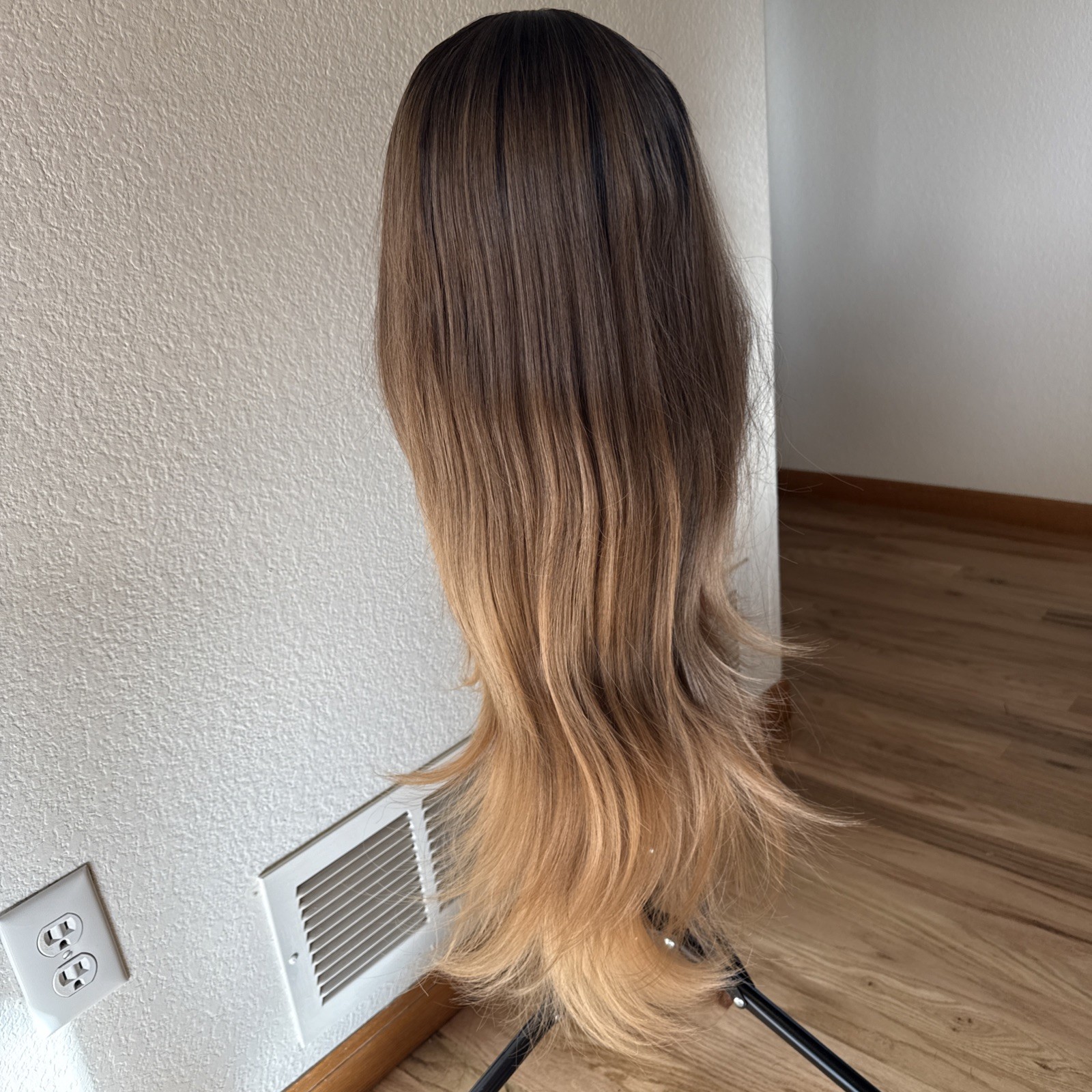 New Trend Wigs 33” Rooted Med Brown With Light Tips Highlights 60