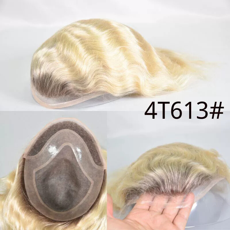 4T613# Hair Toupee for Men 10×8 Wave Human Hair for Men