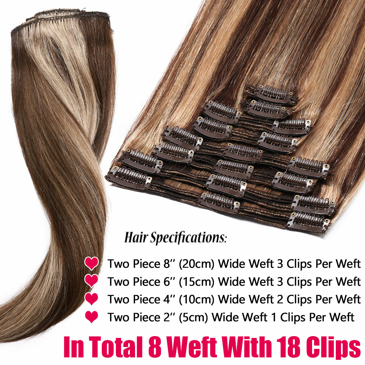 Luxury THICK Double Weft Clip In 100% Real Remy Human Hair Extensions Full Head