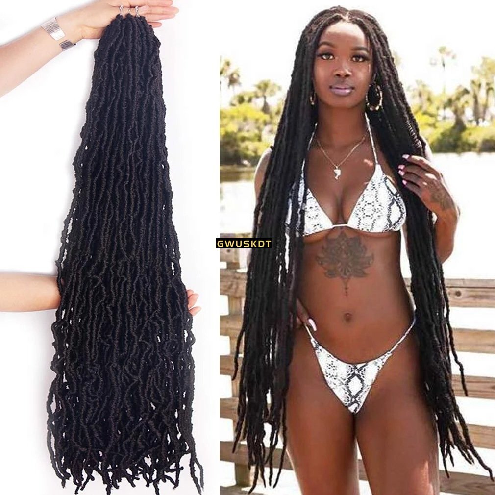 36in Nu Locs Pre Looped Braids Synthetic Crochet Hair Dreadlocks Hair Extensions
