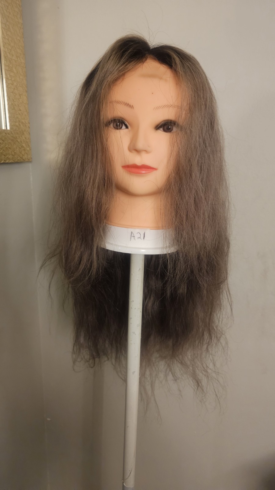 High Quality regular Top 22 to 24″ gray wavy 100% Virgin Human Hair Lace Wig