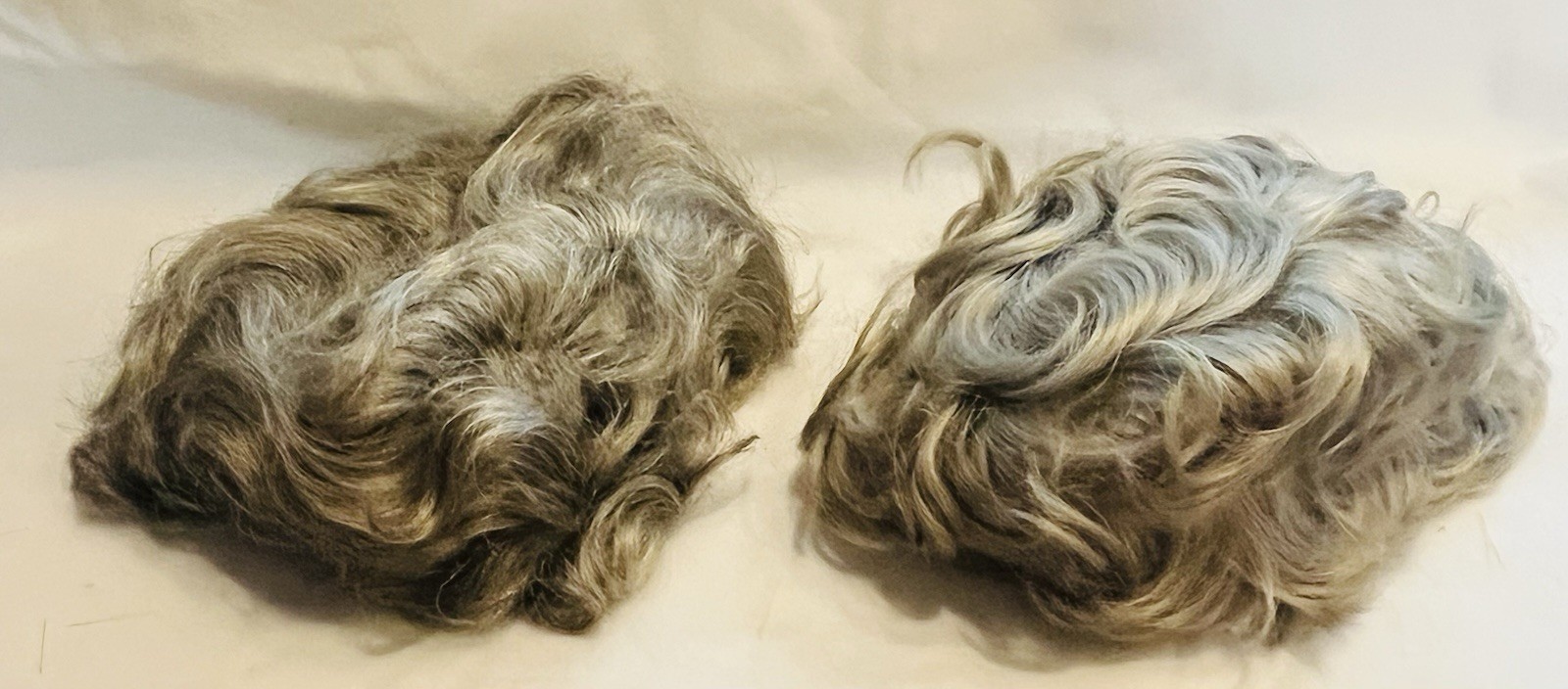 Vintage Gray Curly Synthetic Hairpieces Scrunchy Bun Elastic Band Women. Pair