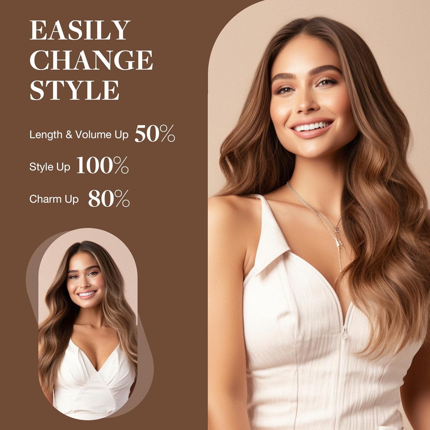 GOO GOO Wire Hair Extensions Human Hair 16in 125g Balayage Black Brown Invisible
