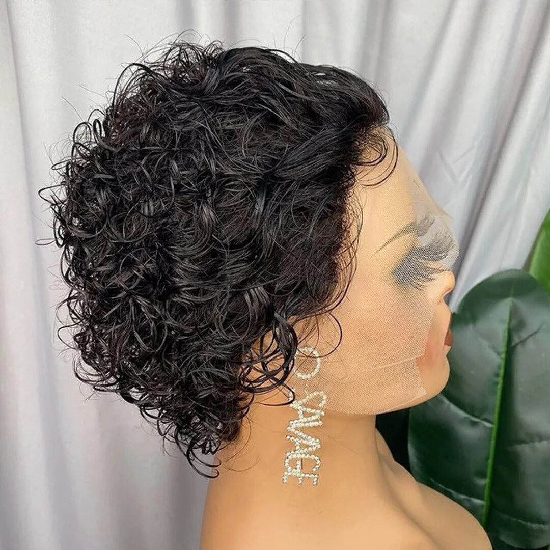 Pixie Cut Wig Human Hair Short Curly Pre Plucked Raw Virgin Hair Wig