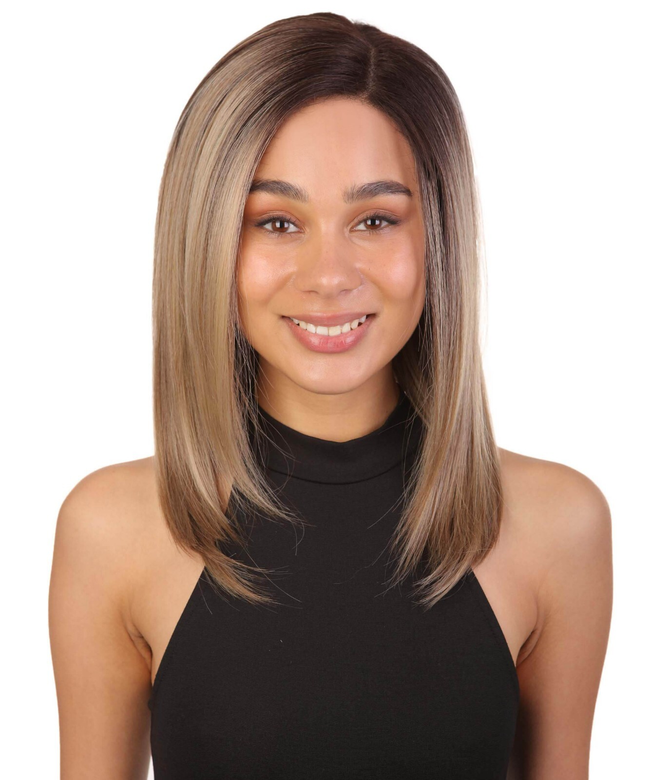 LUXLUXE Gabriell Straigh 18 inch Lace Front Wig, High Temperature Fiber, BL-0163