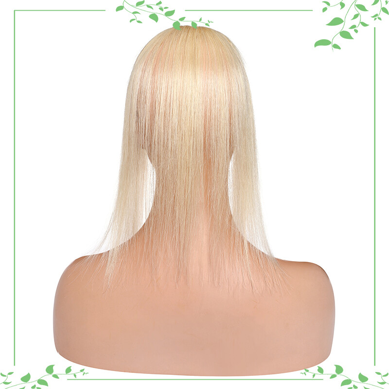 Clip In Top Topper Remy Human Hair Women’s Hairpiece with Bangs MONO Base Toupee