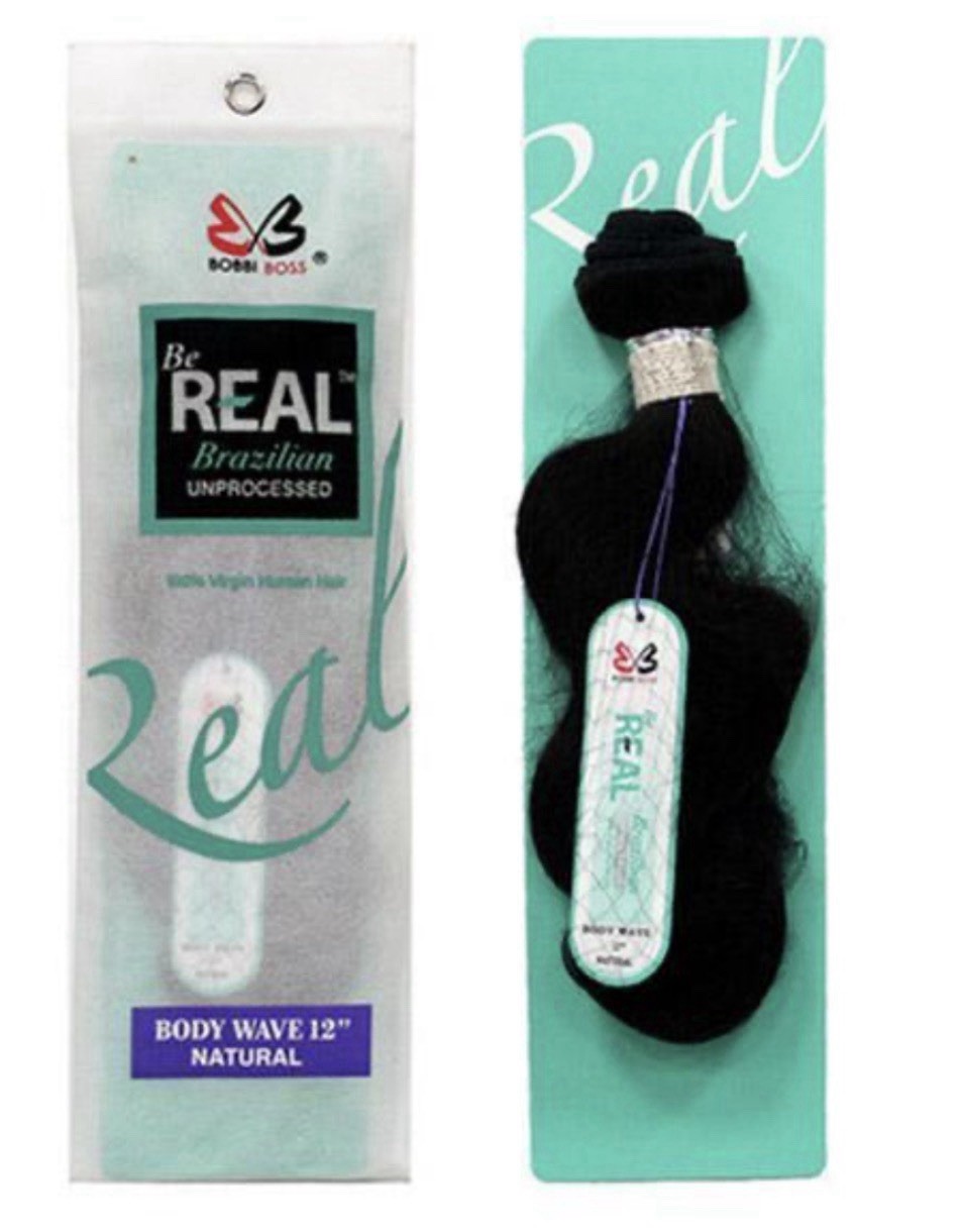 Bobbi Boss Brazilian Body Wave Unprocessed Human Hair Weaving Black 12″