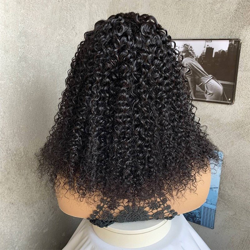 20″ Blend Human Hair Kinky Curly Wigs for Black Women 4×4 Lace Frontal Curly Wig