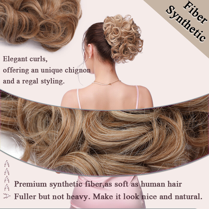 Thick As Human Messy Bun Clip Hair Extensions Curly Scrunchie Updo Chignon Combs