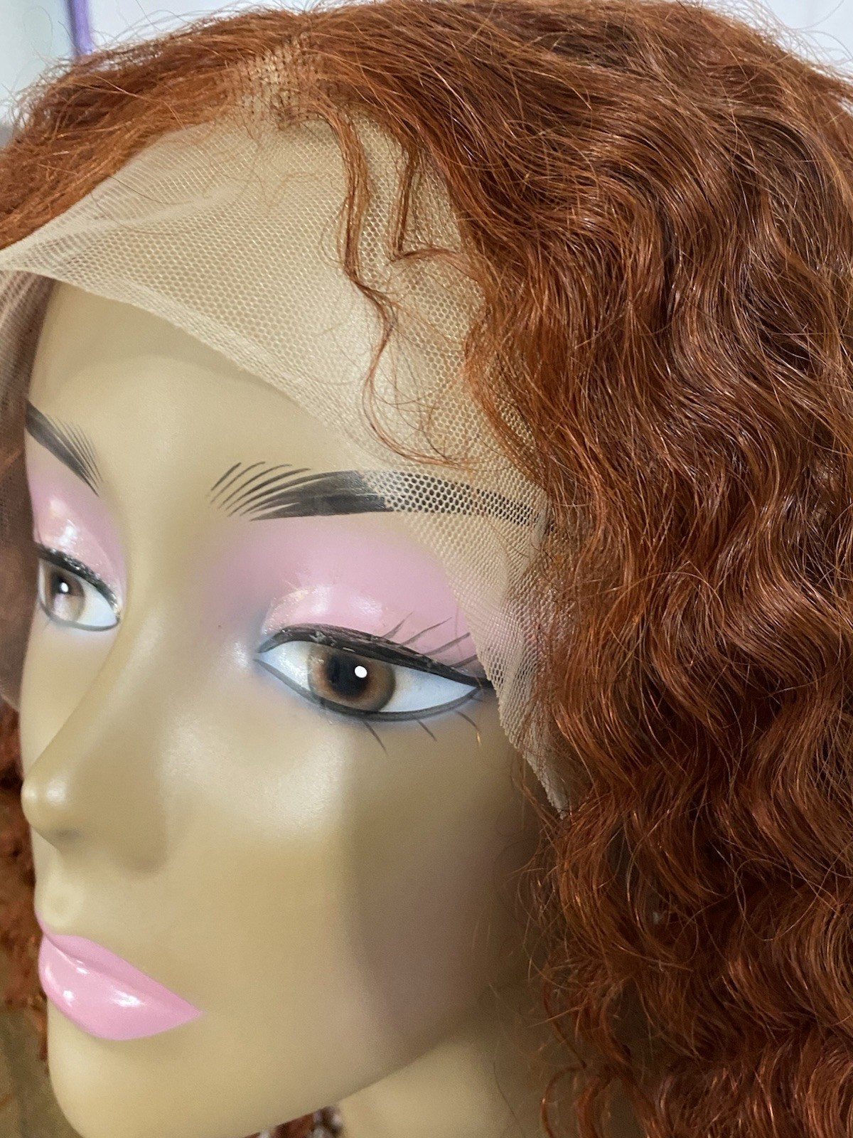 Glueless Reddish Brown Curly 13×4 HD Lace Front Human Hair Wig 20″ Deep Wave