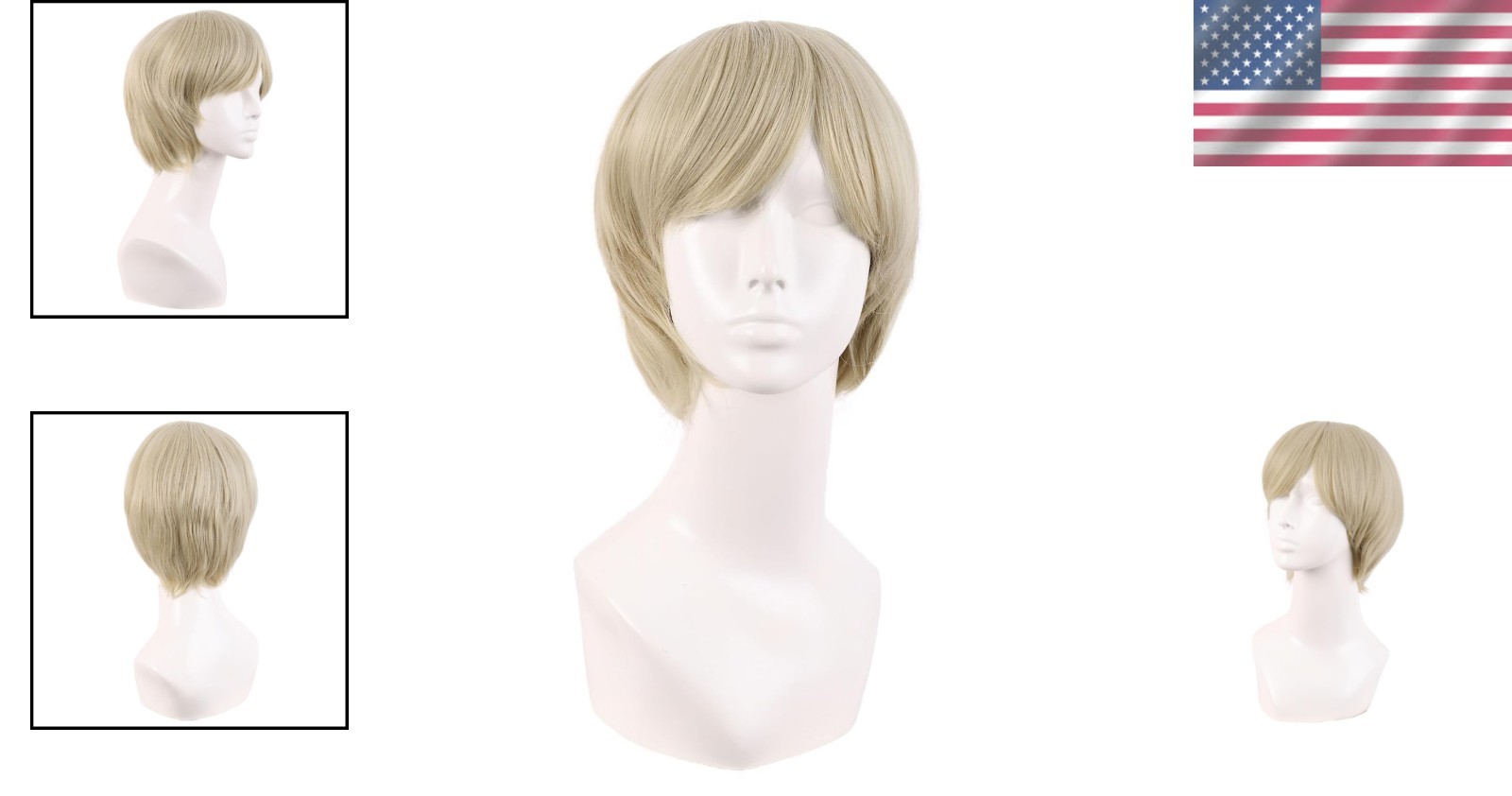 10 Inch Blonde Wig for Men with Side Bangs – Effortless Stylish Transformation