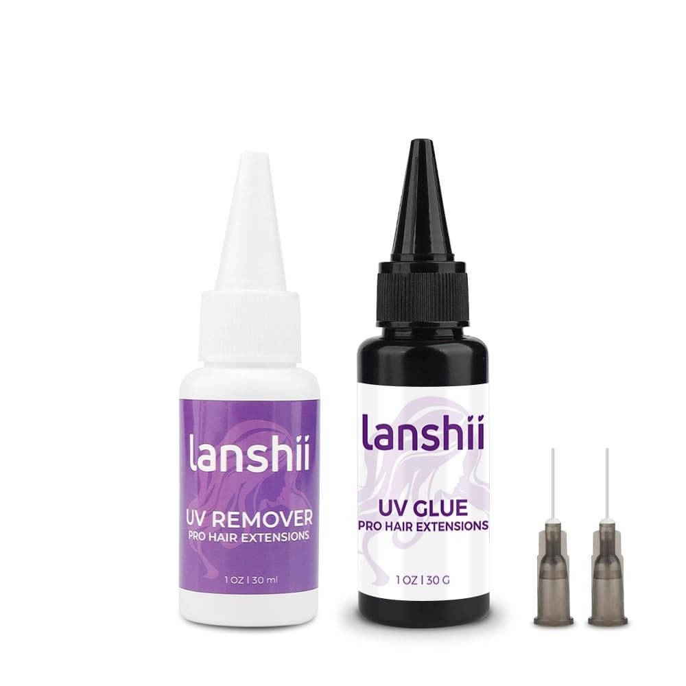 UV Hair Extension Kit with 30g Adhesive & 30ml Remover for Installation