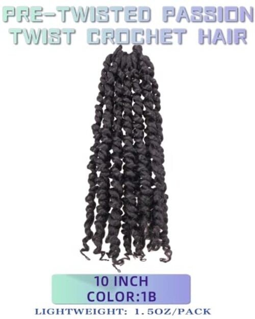 10 Inches 8 Packs Pre Looped Pretwisted Passion Twist 10 Inch (Pack of 8) 1B