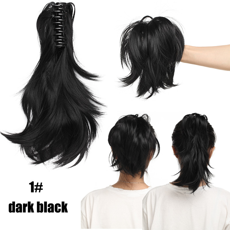 12″ Short Claw Clip In Ponytail Layered Hair Extensions Bendable Natural Thick
