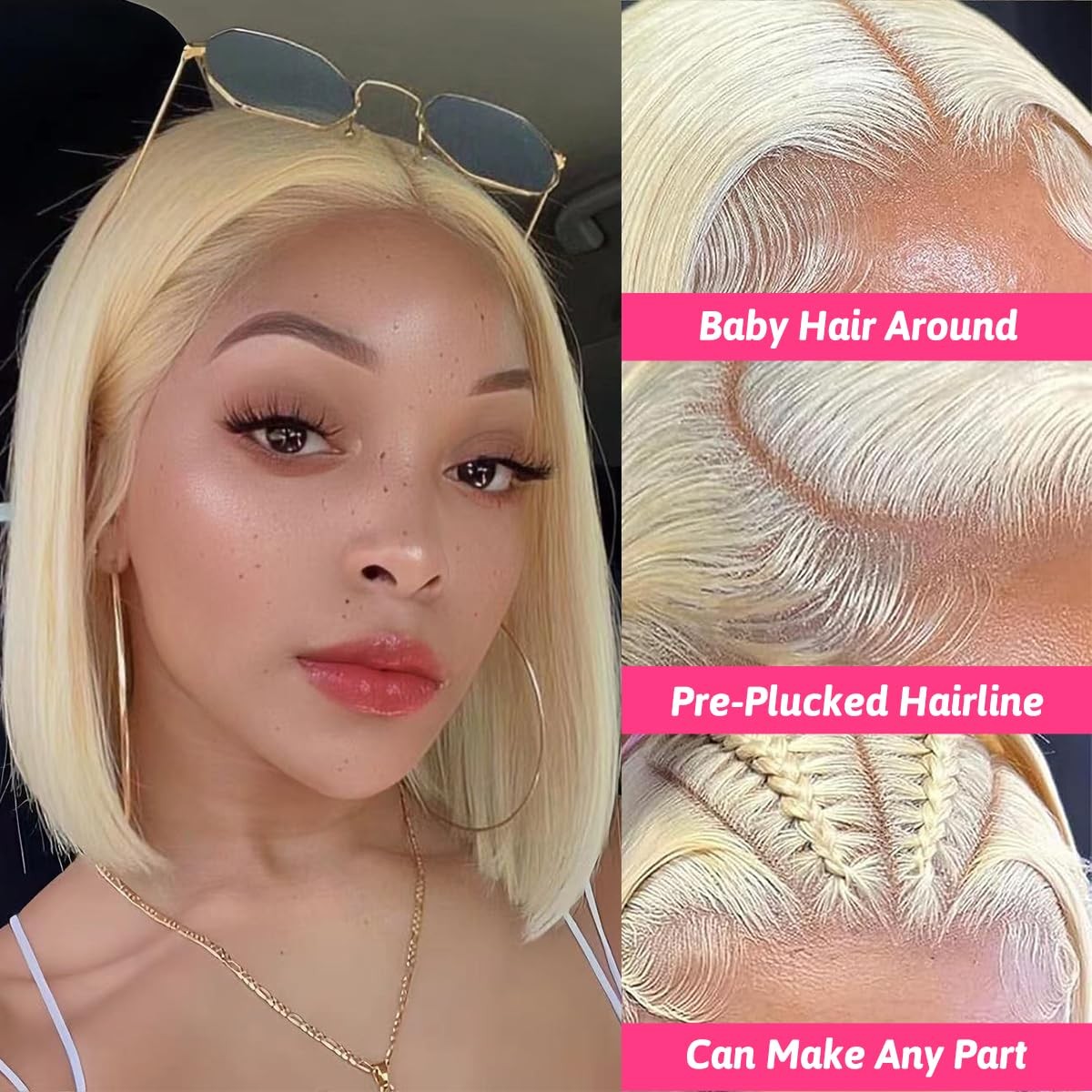 Lakastatr 10 Inch Blonde Bob Wig Human Hair 200 Density 613 Bob Wig Human Hair