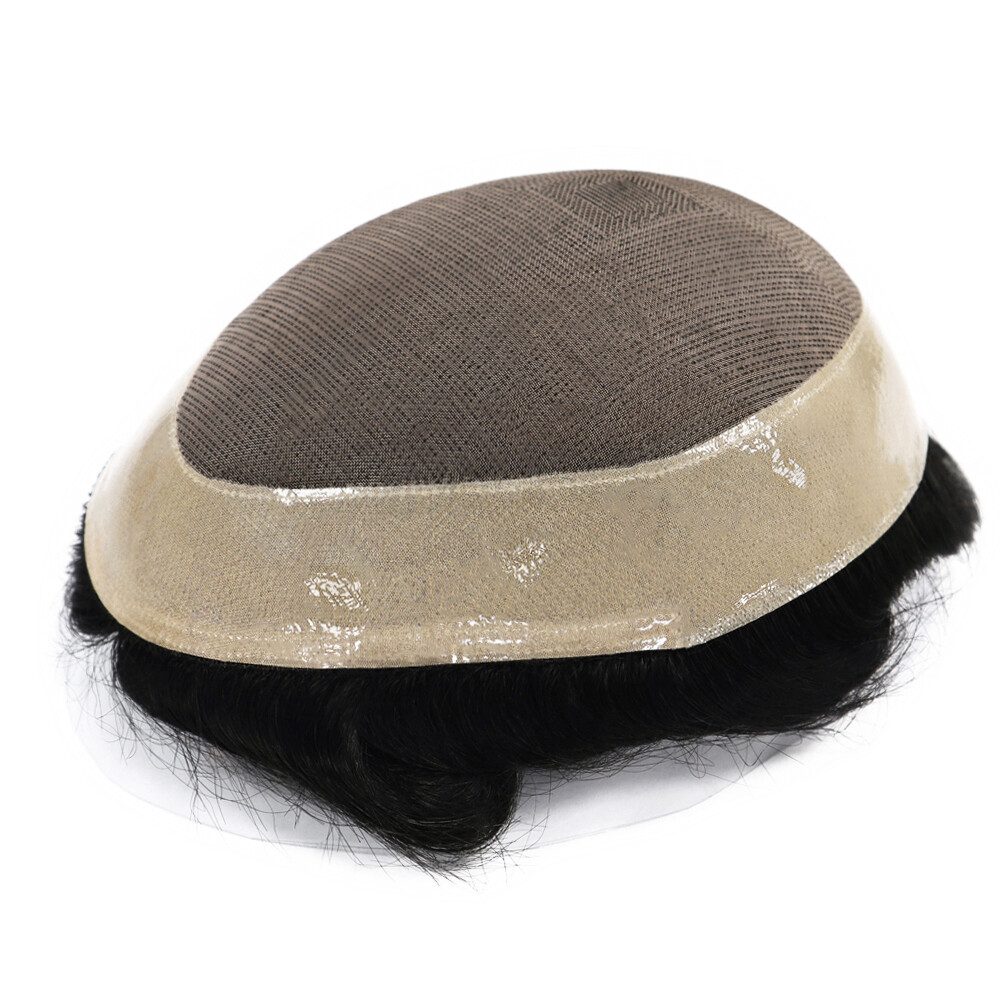 Mens Toupee Human Hair Durable Fine Mono Hair pieces For Gent Men Unit Hairpiece