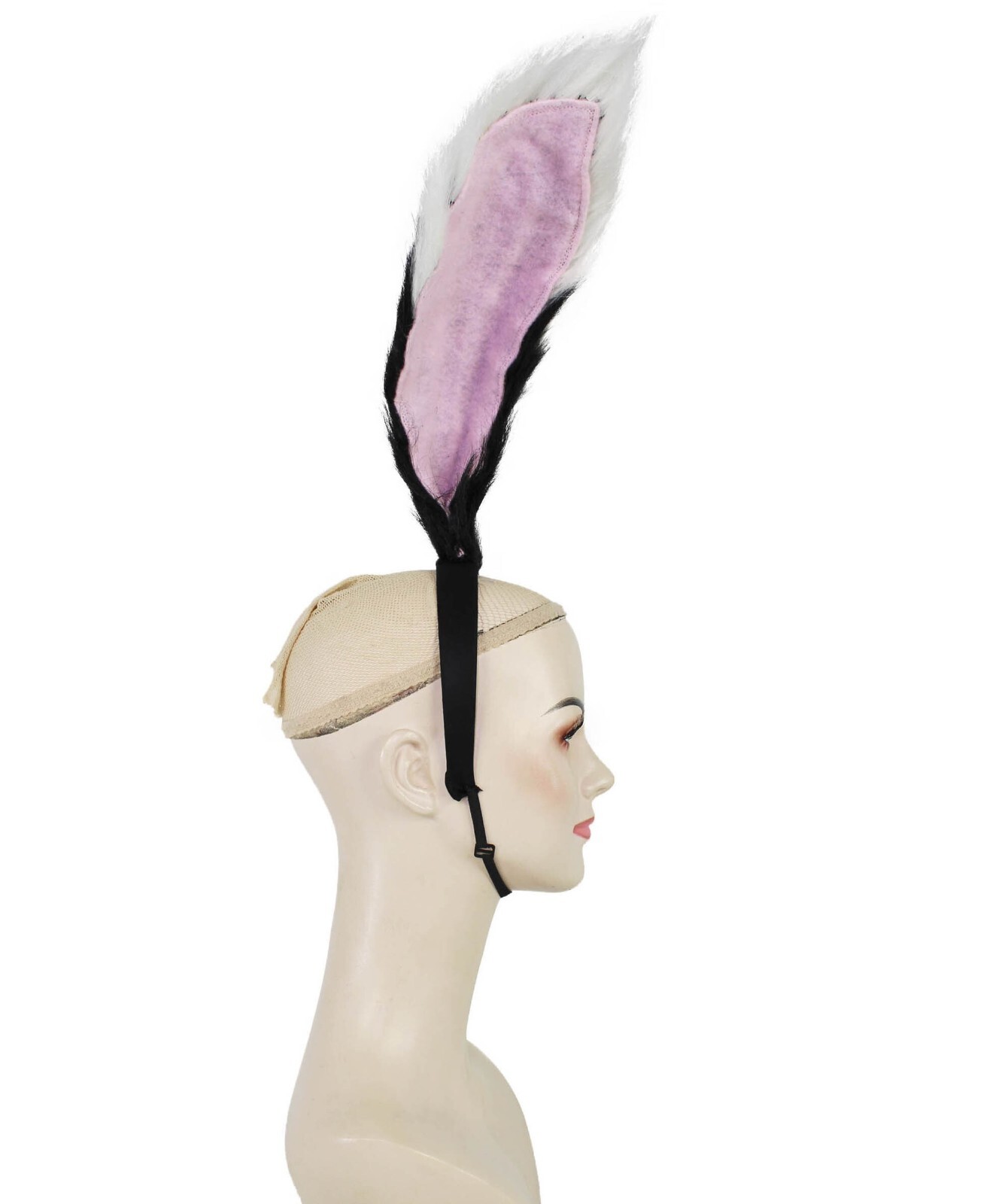 Adult Unisex Black White Pink Fur Faux Rabbit Ears, Perfect Cosplay Accessory