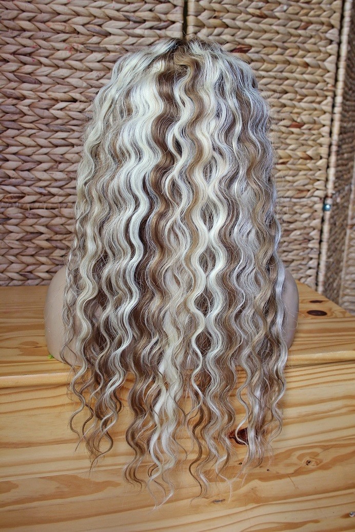 22 Inch Ombre Highlight Blonde Deep Wave Wig 100% Human Hair 13×4 Lace Front Wig