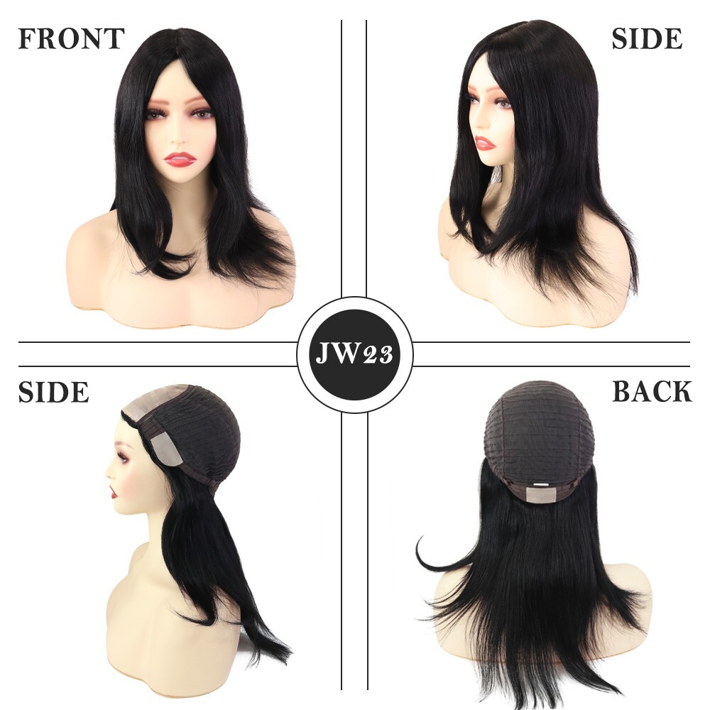 Women Wigs Chinese Remy Human Hair Silk Top Quality Wigs Medium Black Hair Wig#1