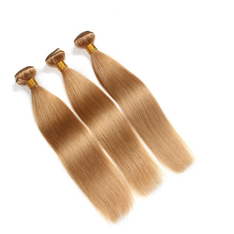 9A Remy Straight Honey Blonde #27 Virgin Brazilian Human Hair Weave 1&3 Bundles
