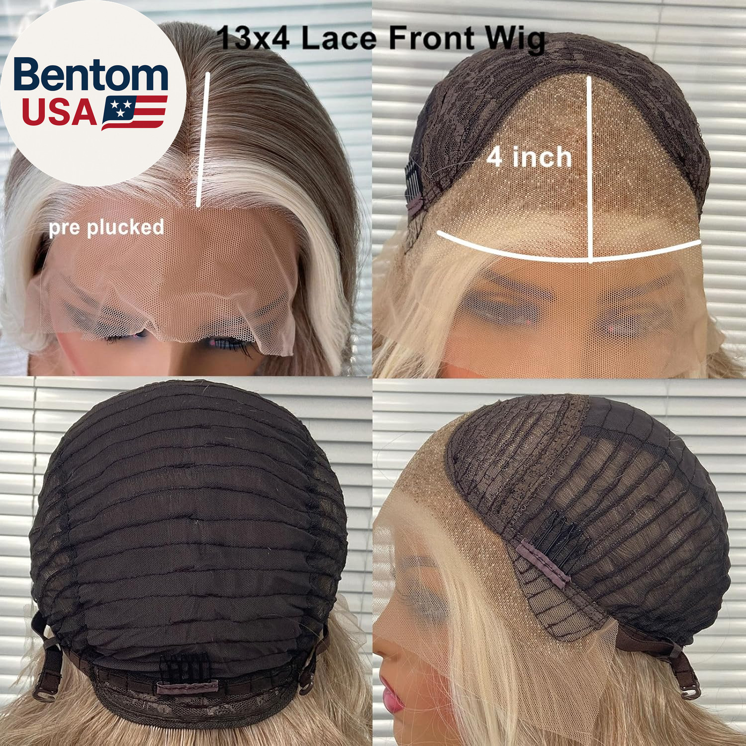 Beige Brown Ombre Platinum Blonde Long Wavy Synthetic Lace Front Wig Pre Plucked