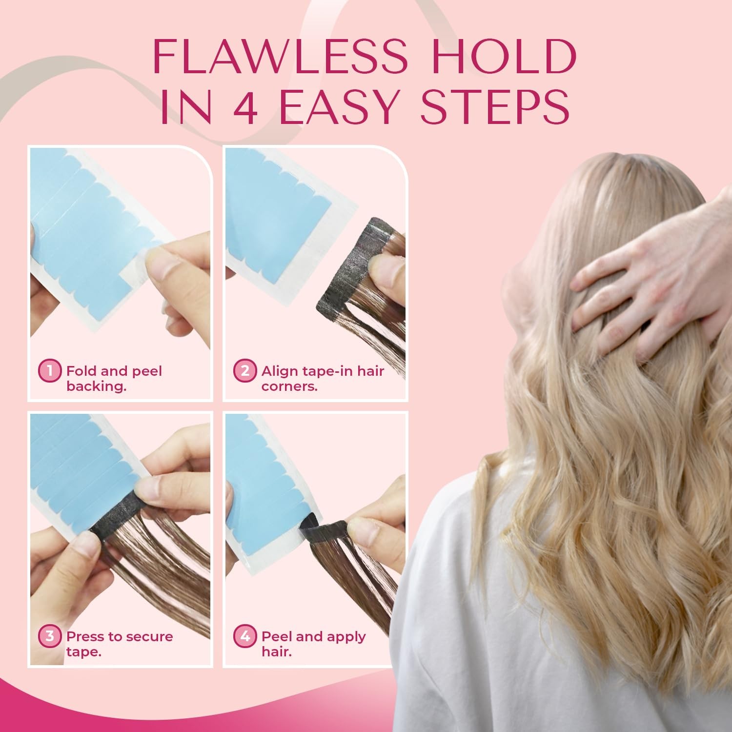 Hair Extension Tape (144 Tabs) Hair Tape for Hair Extensions, Tape in Tape Re…