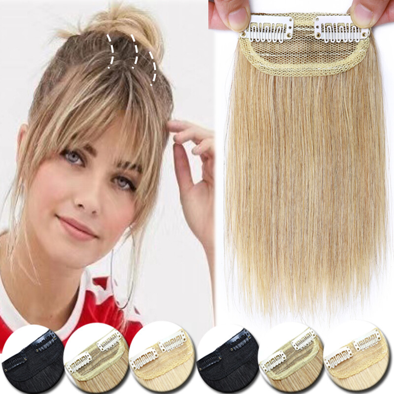 Thick Hairpad Topper Base Short Clip In Real Human Hair Extensions One Hairpiece
