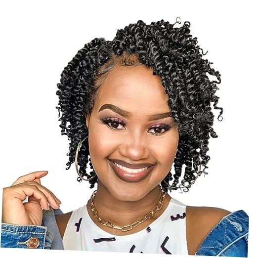 6 Inch Passion Twist Hair Pre-twisted 8 6 Inch (Pack of 8) 1B/Natural Black