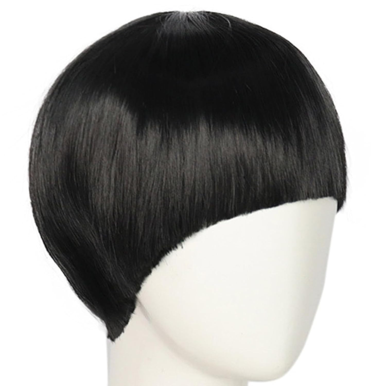 Short Black Cosplay Wig with Bangs Straight Mushroom Wigs for Men 60S Bowl Cut W