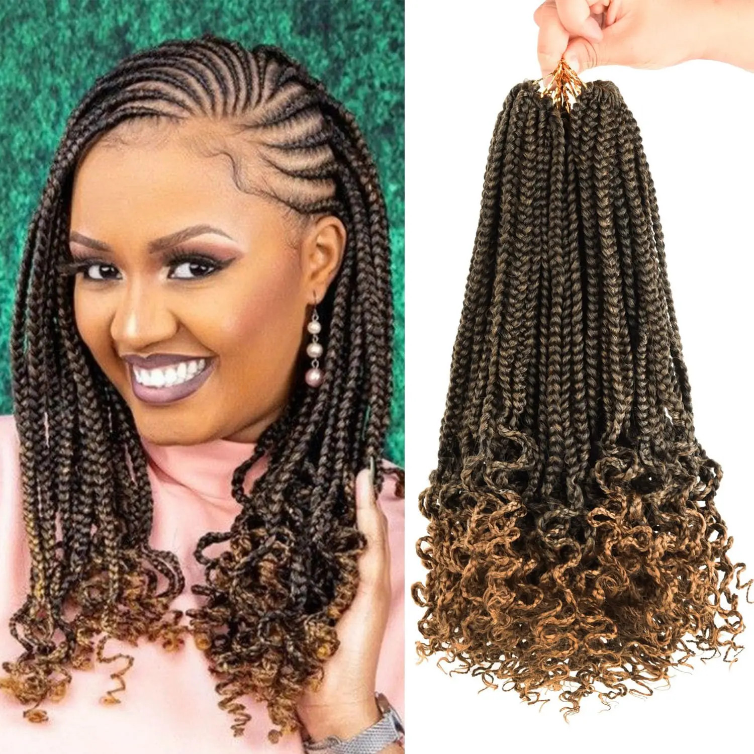 Pre Looped 3X Box Braids Crochet Hair Soft Curly Ends Extensions for Black Women