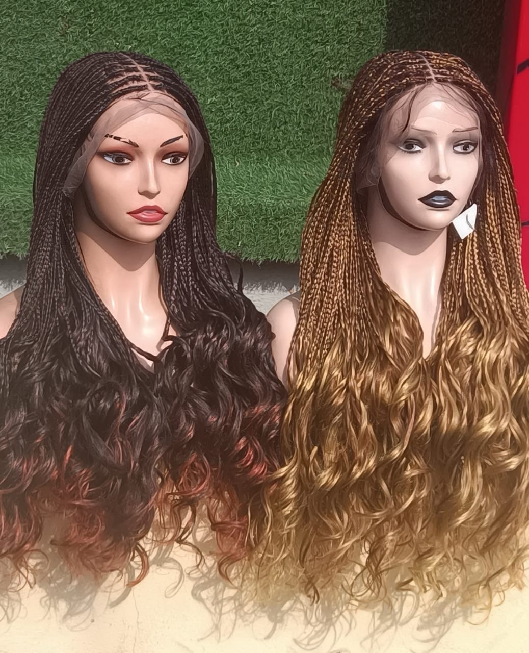 Braided Middle-Part Wavy Fashion Wig for Women Black Brown Blonde