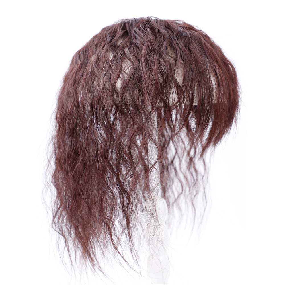 25cm kinky Curly Virgin Human Hair Topper Clip in Hair Top Piece Bangs Extension