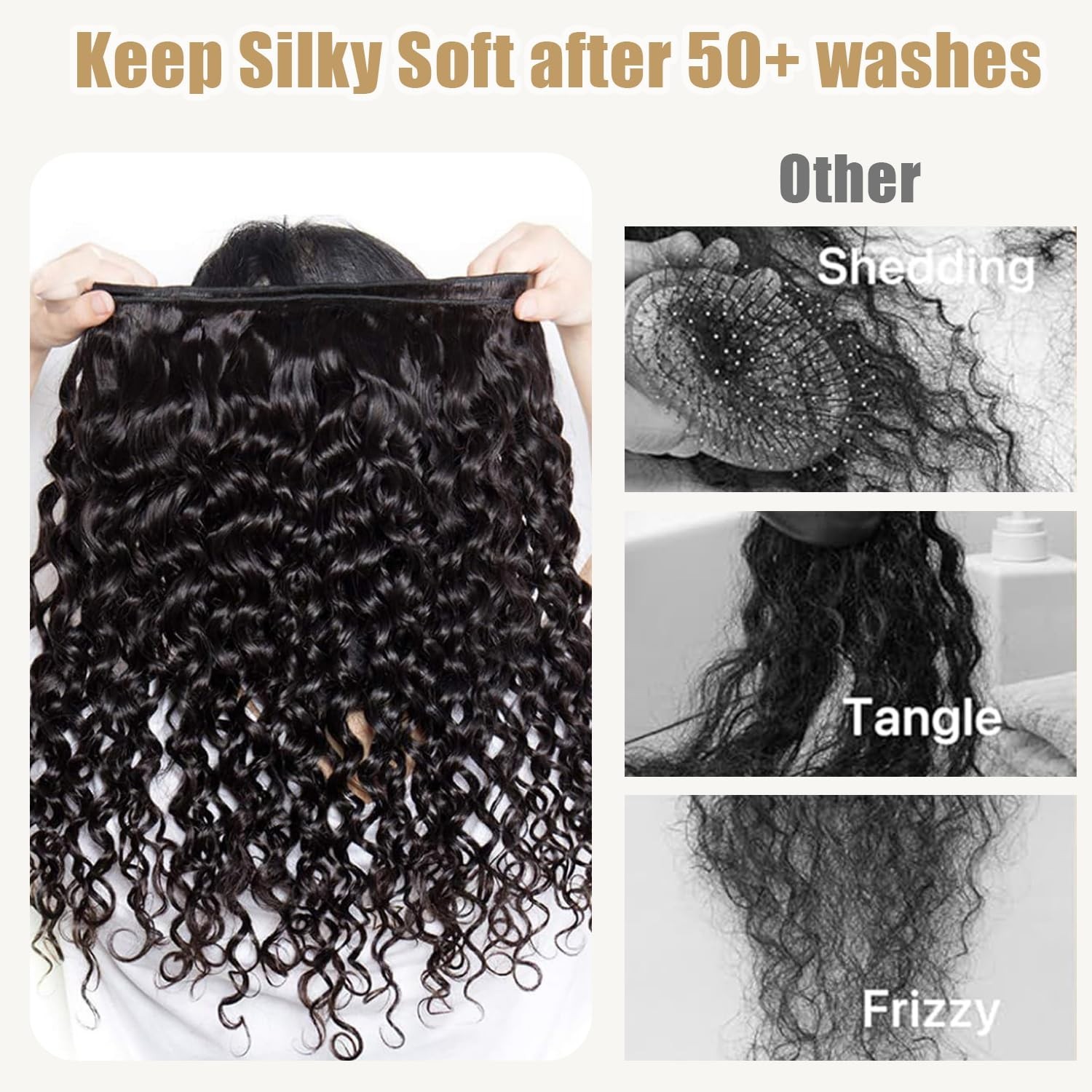 Deep Wave Human Hair Bundles 15A Unprocessed Curly, Soft & Tangle-Free, 3X Lifes